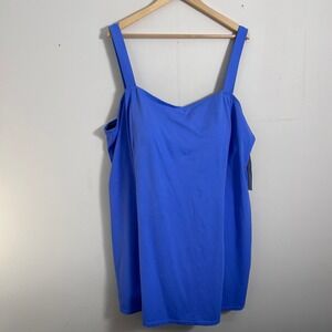 SwimwearForMe Tankini Swim Top Womens 32W Royal Blue Inches Off Tummy Control